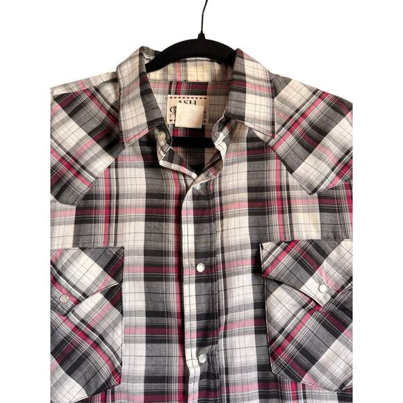 Vintage Ash Creek Trading Sz M Plaid Pearl Snap Shirt Western Work Wear - Picture 2 of 10